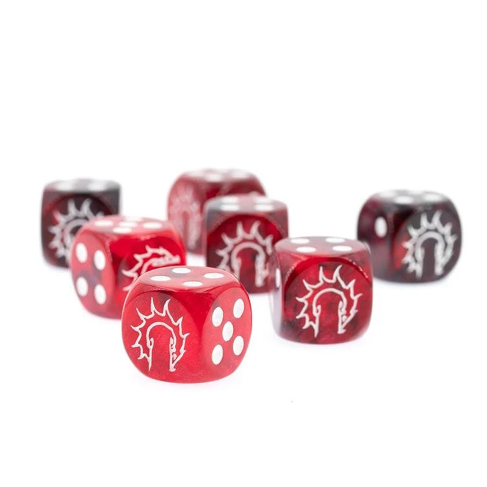 Conquest Marbled Dice: First Blood Logo on Dark Red/Black