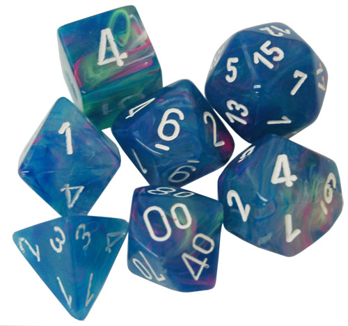 Chessex Dice Set: Festive Waterlily/White (7)