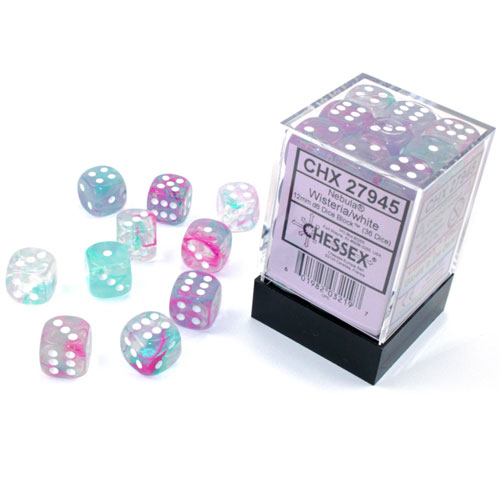 Chessex 12mm d6 Set: Nebula Luminary - Wisteria w/White (36)