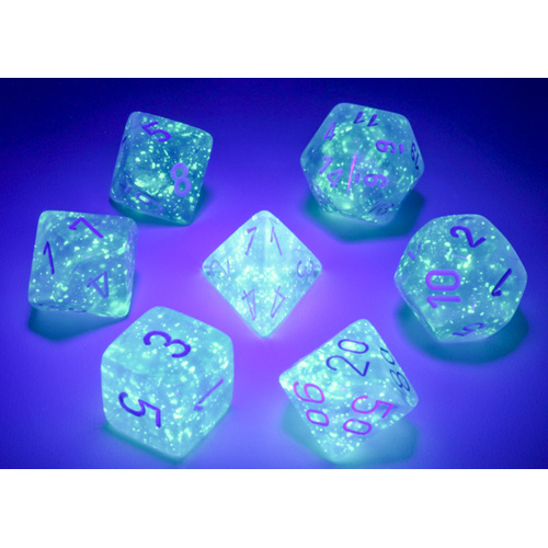 Chessex Dice Set: Borealis Luminary Sky Blue/White (7)