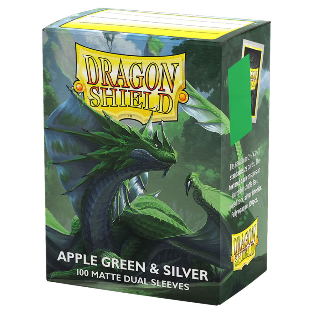 Dragon Shield Sleeves: Matte Dual - Apple Green & Silver (100)