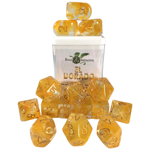 R4I Dice w/Arch'd4: Diffusion - El Dorado w/ Metallic Gold (15) (Clearance)