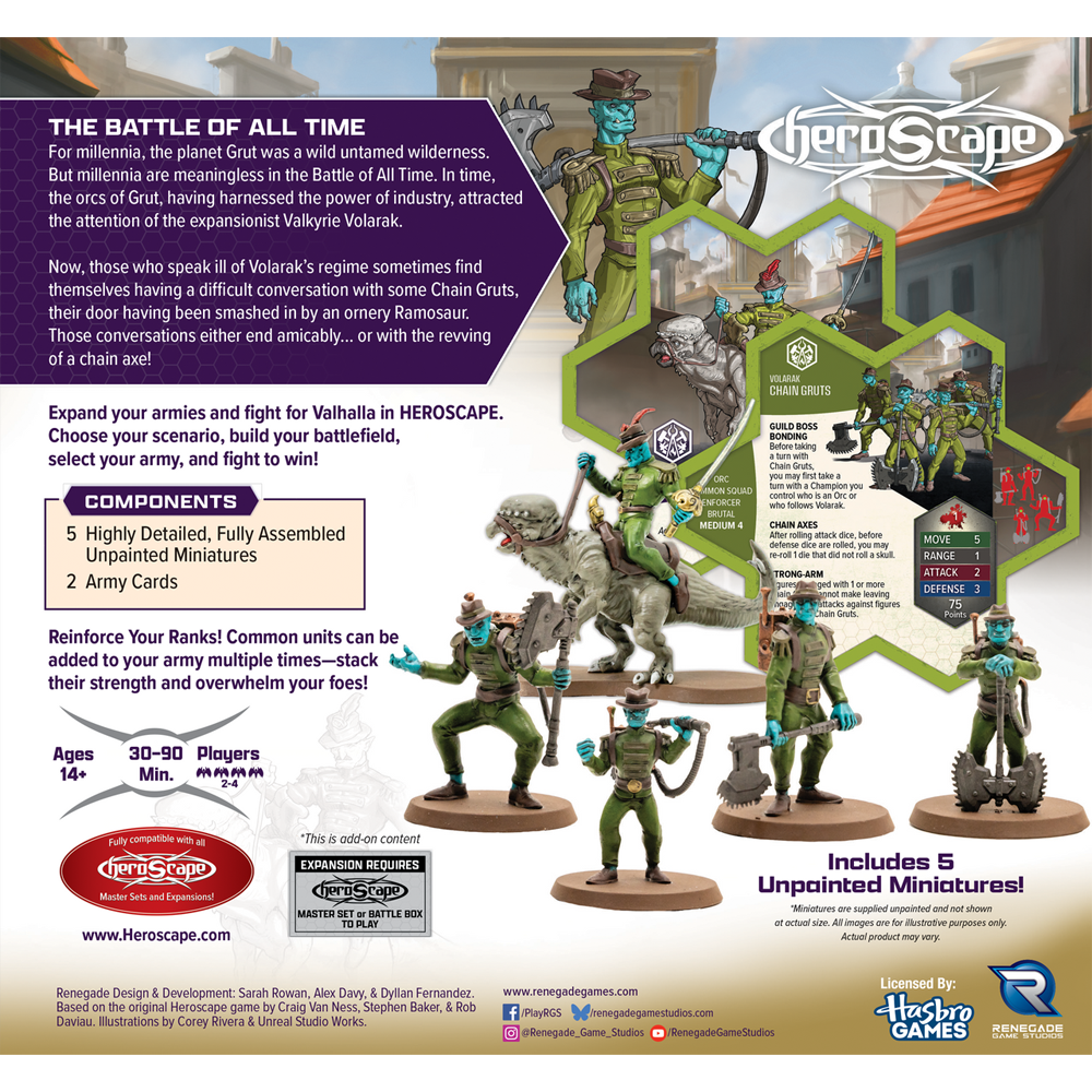 Heroscape: Age of Annihilation - Chain Gruts & Ramosaur Rider Army Expansion (Unpainted)