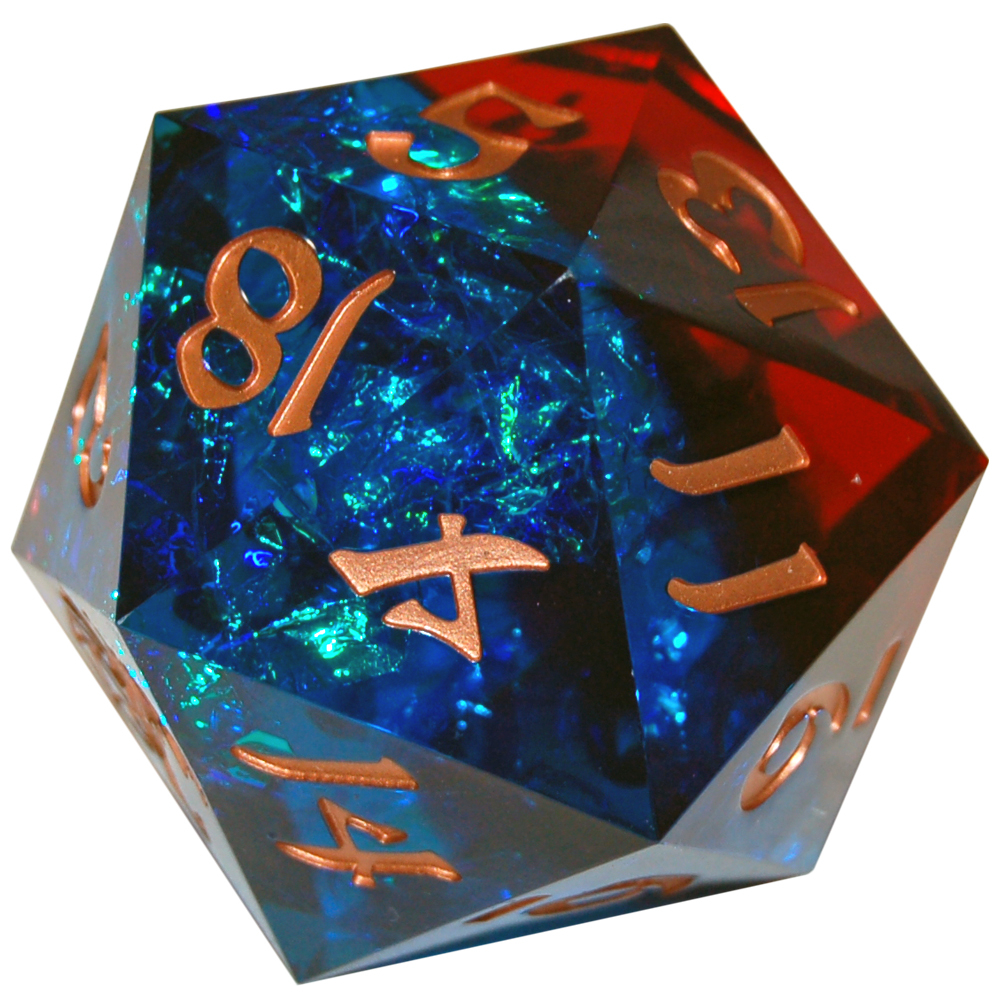 Premium 55mm d20 Sharp-Edged: Captured Magic - Blue & Red (Clearance)