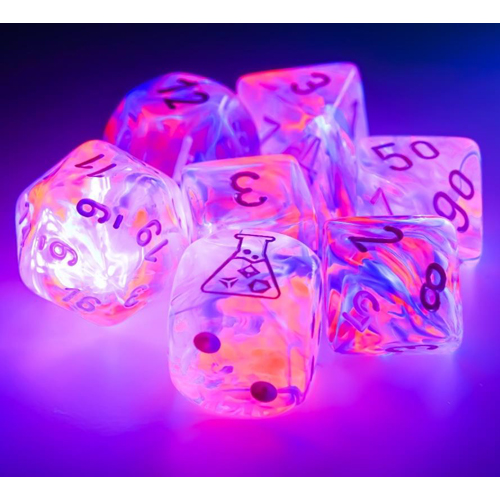 Chessex Lab Series Polyhedral Dice: Nebula - Black Light Special w/White (8)