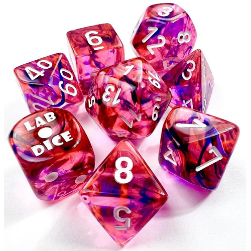 Chessex Lab Series Polyhedral Dice: Nebula - Black Light Special w/White (8)