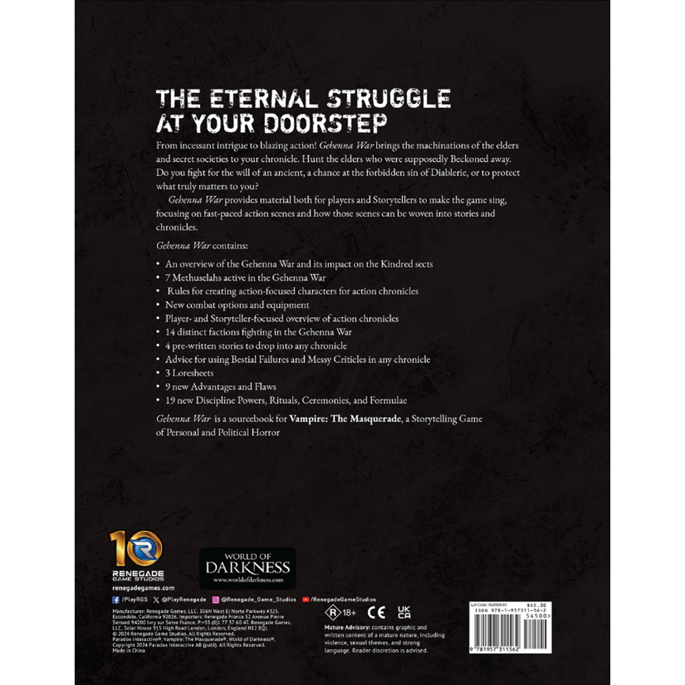 Vampire: The Masquerade 5E RPG: Gehenna War
