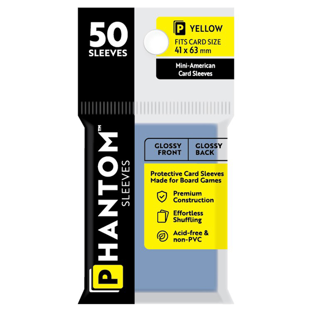 Phantom Sleeves: Yellow Size 41 x 63mm - Glossy/Glossy (50)