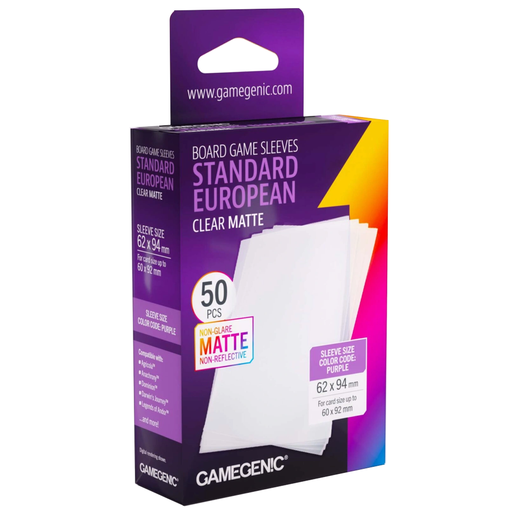 Board Game Sleeves: Standard European - Clear Matte (50)